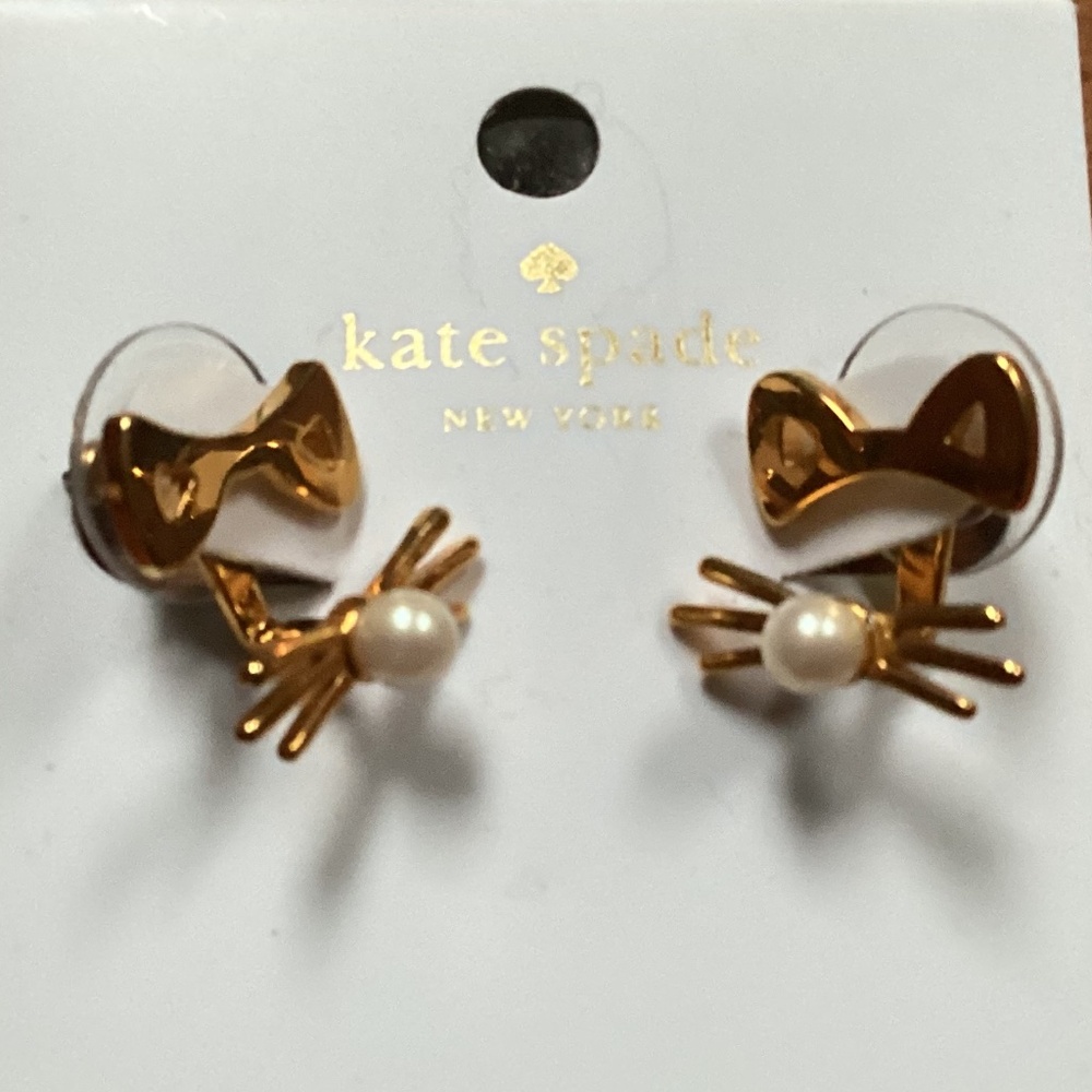 Kate Spade Out West Cat Earrings New O0RU2881 Gold